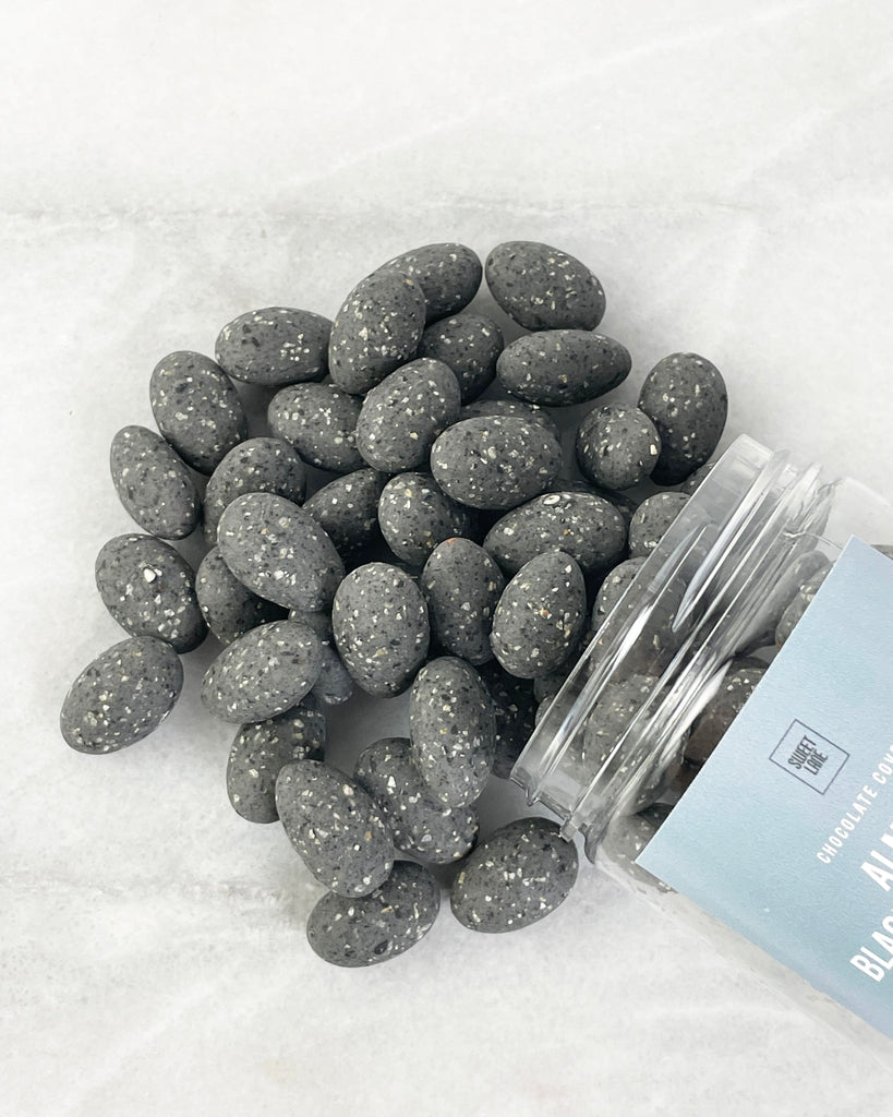 Keto Chocolate Covered Almonds with Black Sesame Seeds